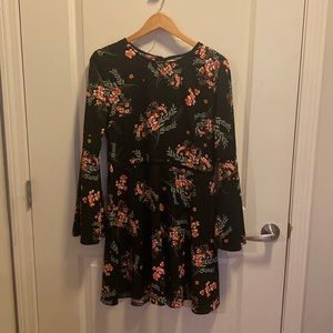Black Floral Copper Key Dress
